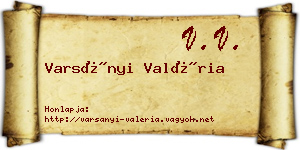 Varsányi Valéria névjegykártya